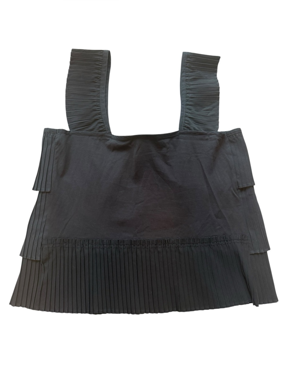 J. Crew Tiered Pleated Tank Top Blouse Preppy Boxy Size Medium - Picture 3 of 7
